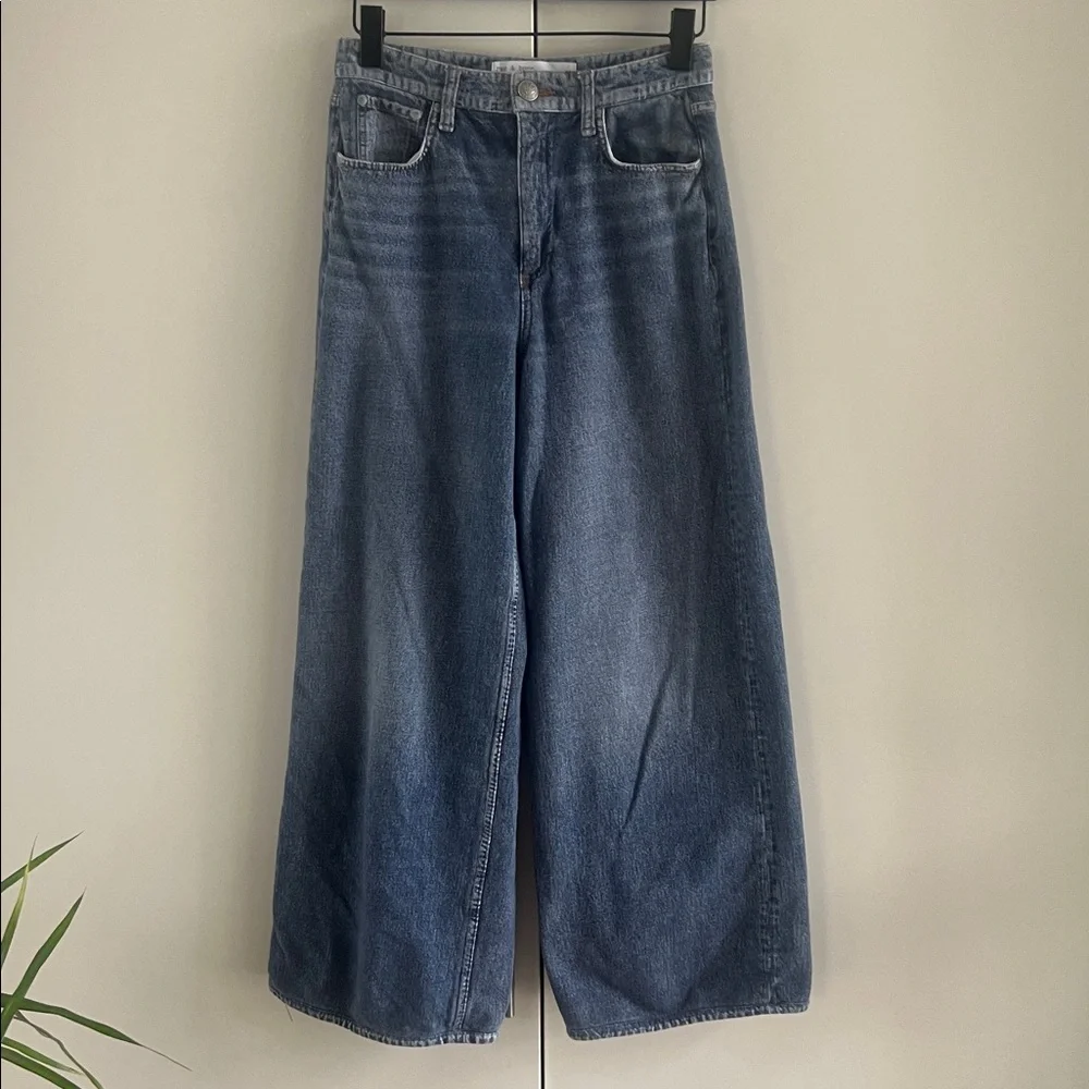 Rag & Bone Miramar Sofie Ankle Length Pants Wide Leg Cotton Terry Venice - Picture 3 of 15